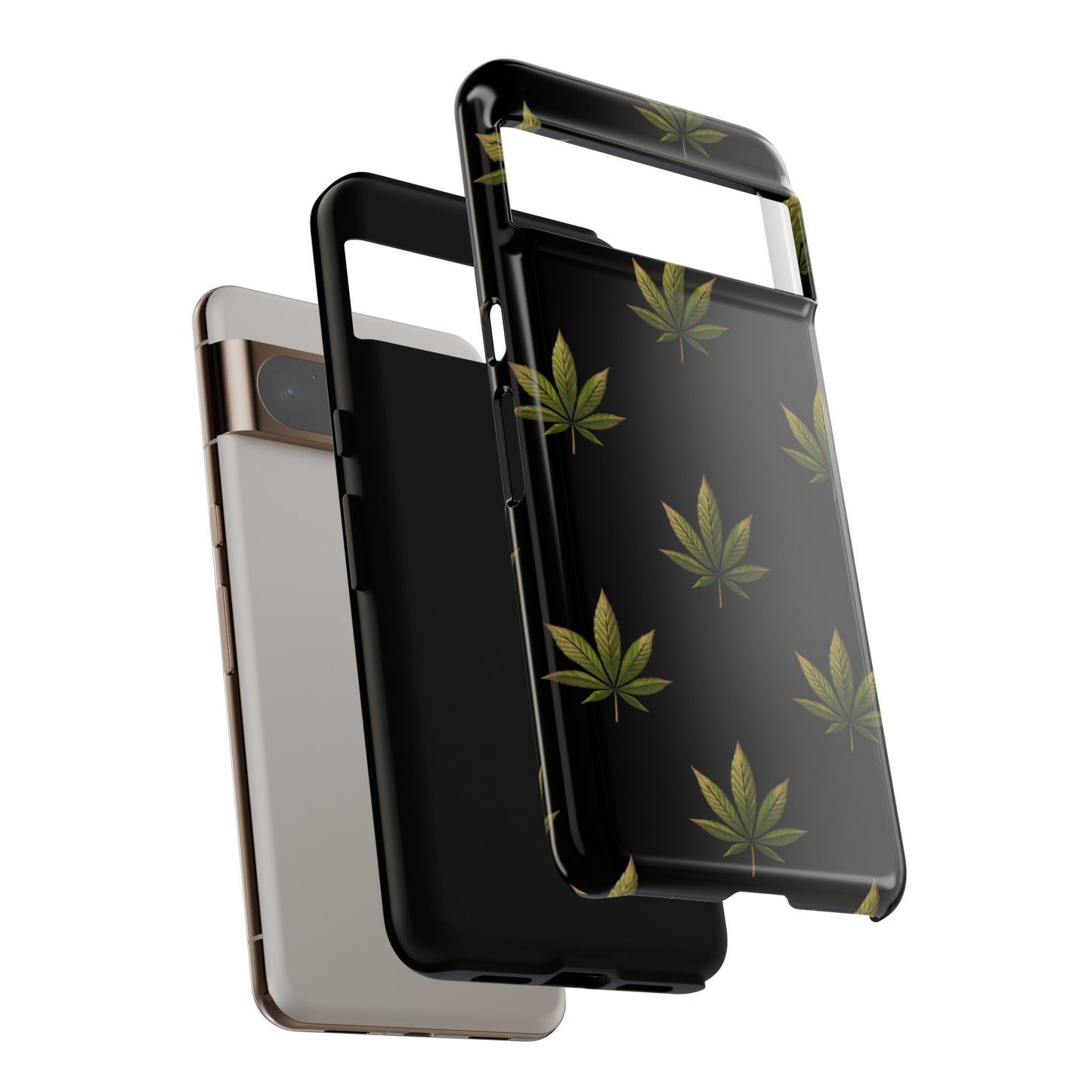 Cannabis Leaf Phone Case Green Weed Leaf Pattern Tough Protective Cover
