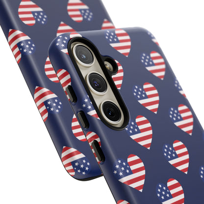 Patriotic American Flag Heart Phone Case – Tough Shockproof, USA Stars & Stripes for Iphone, Samsung Galaxy and Pixel