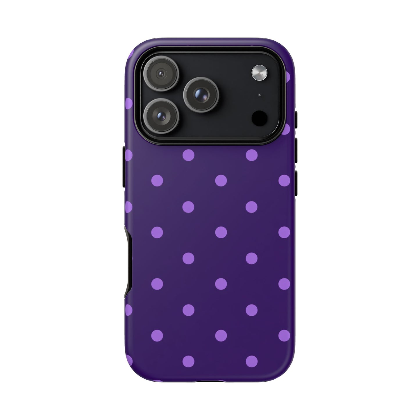 Purple Polka Dot Tough Phone Case – Cute Stylish Durable Protective Cover for Iphone, Samsung Galaxy and Pixel