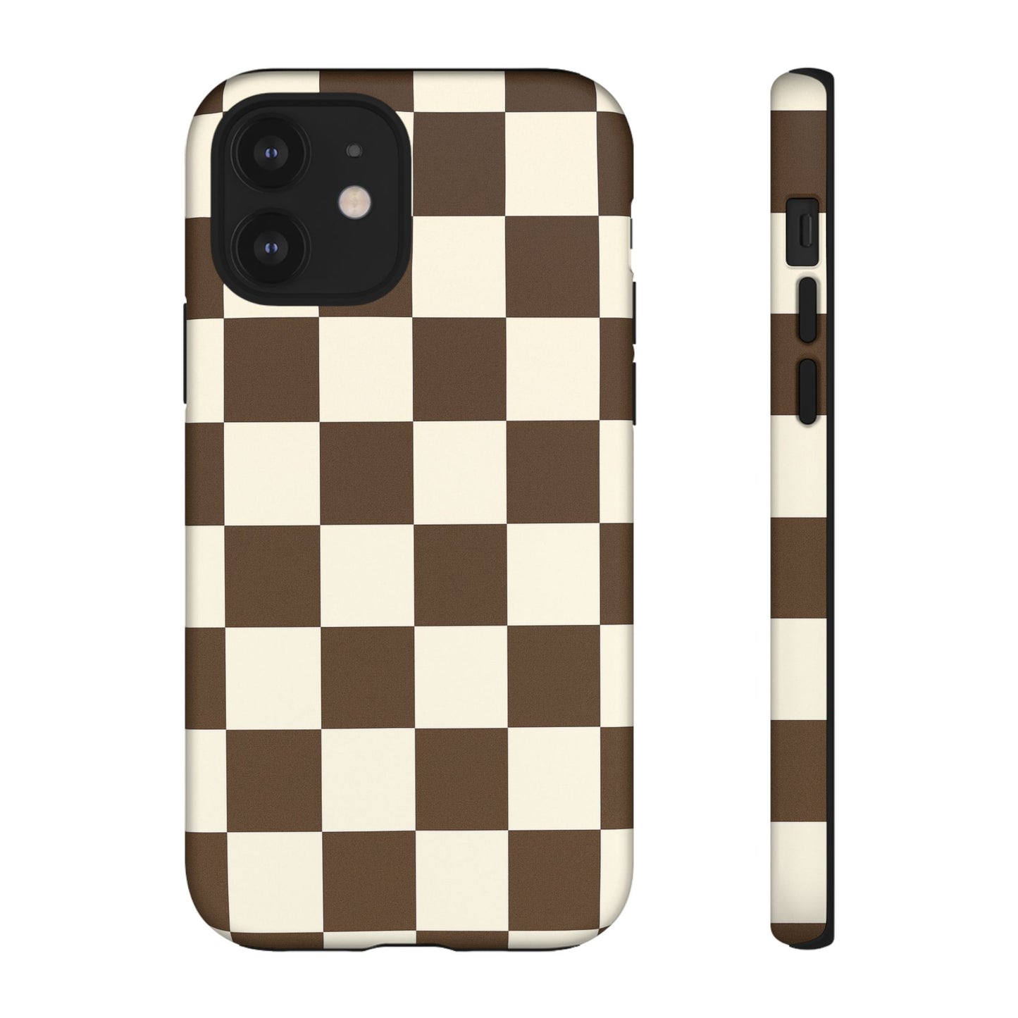 Mocha Checkerboard Phone Case | Neutral Aesthetic Tough Case