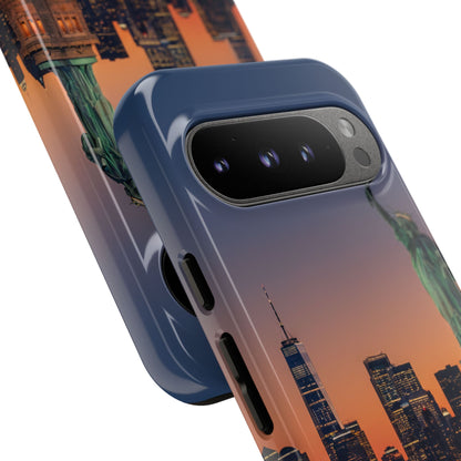 Statue of Liberty Sunset Phone Case – New York City Skyline Travel Aesthetic Tough Case