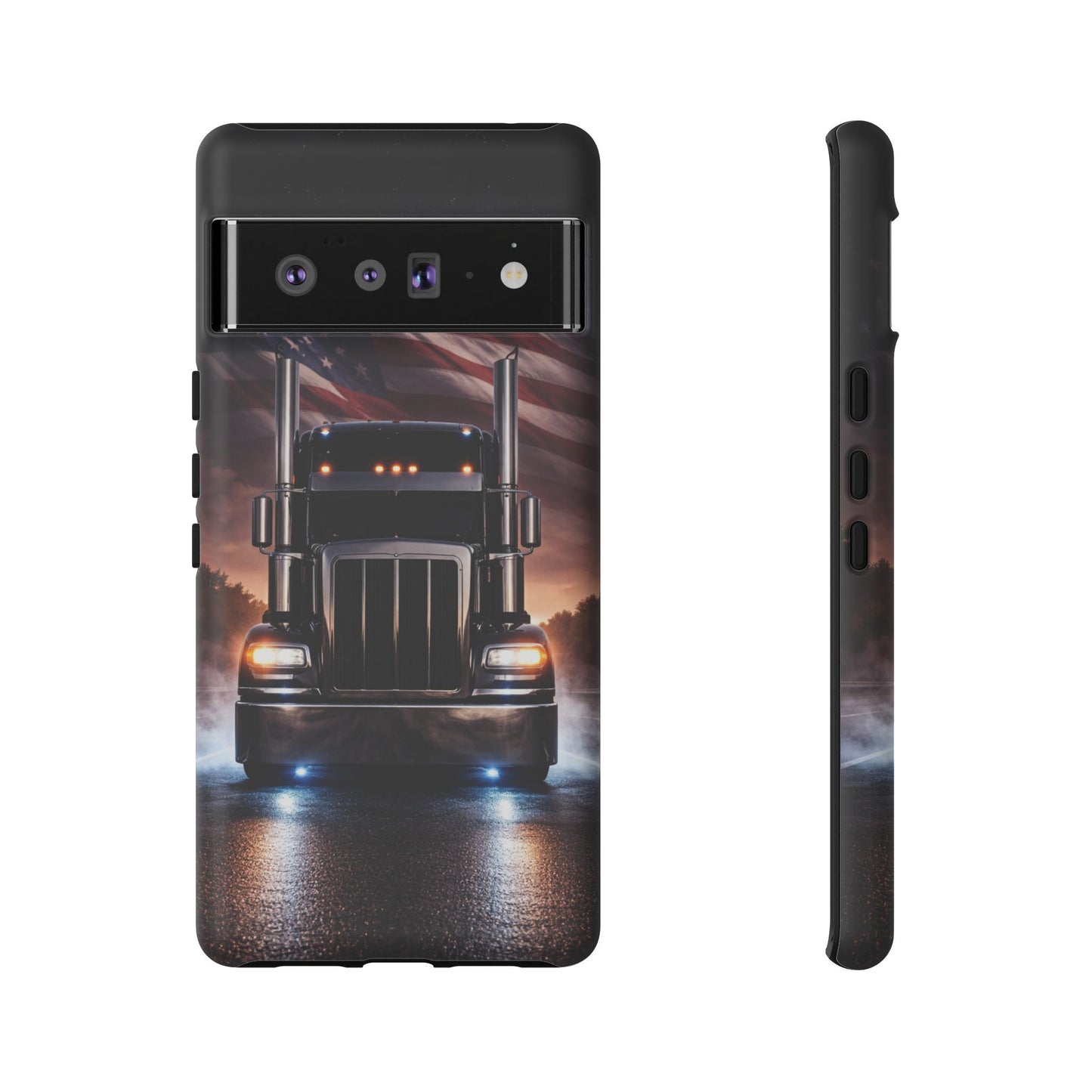 Semi Truck Phone Case American Flag Big Rig Trucker Gift iPhone Samsung
