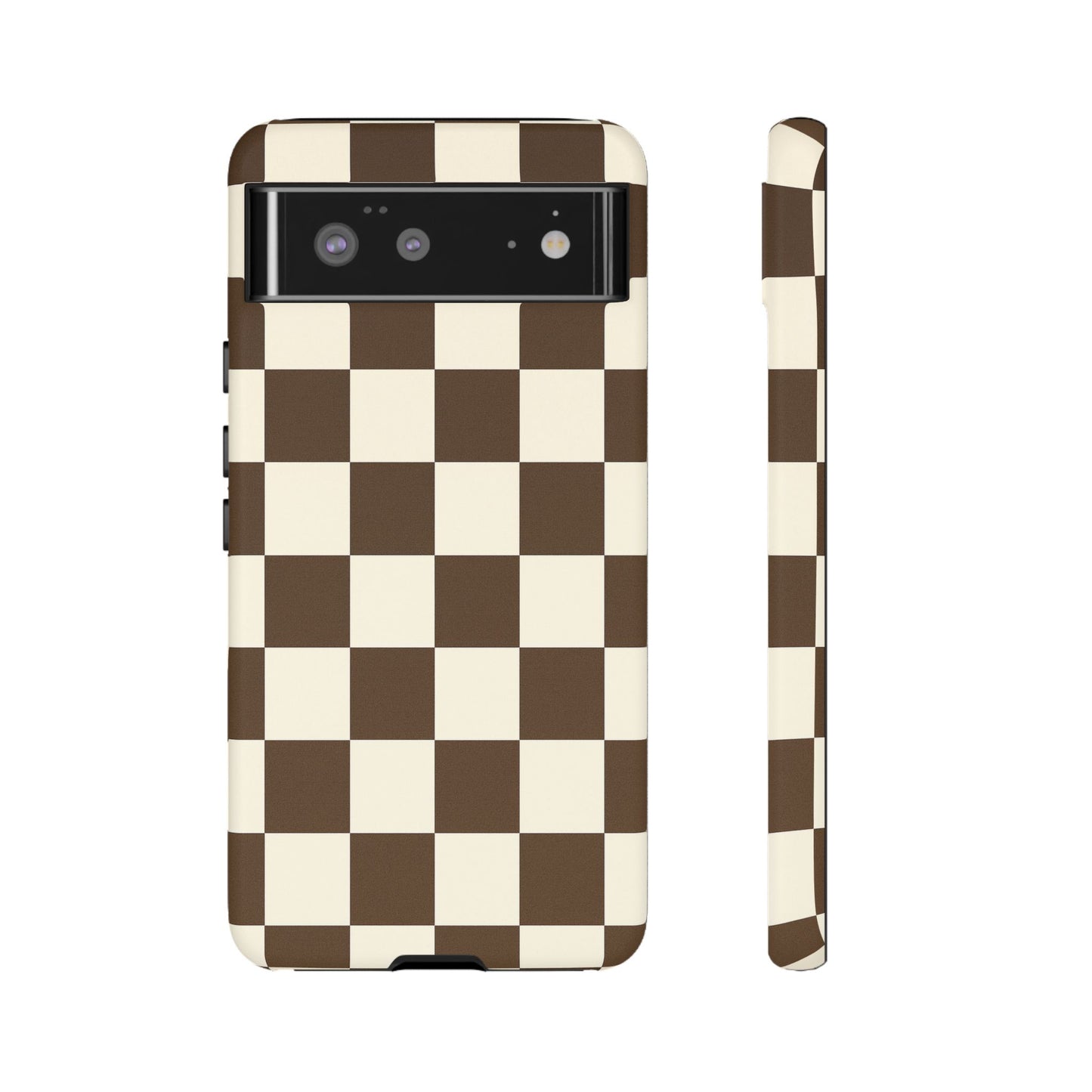 Mocha Checkerboard Phone Case | Neutral Aesthetic Tough Case