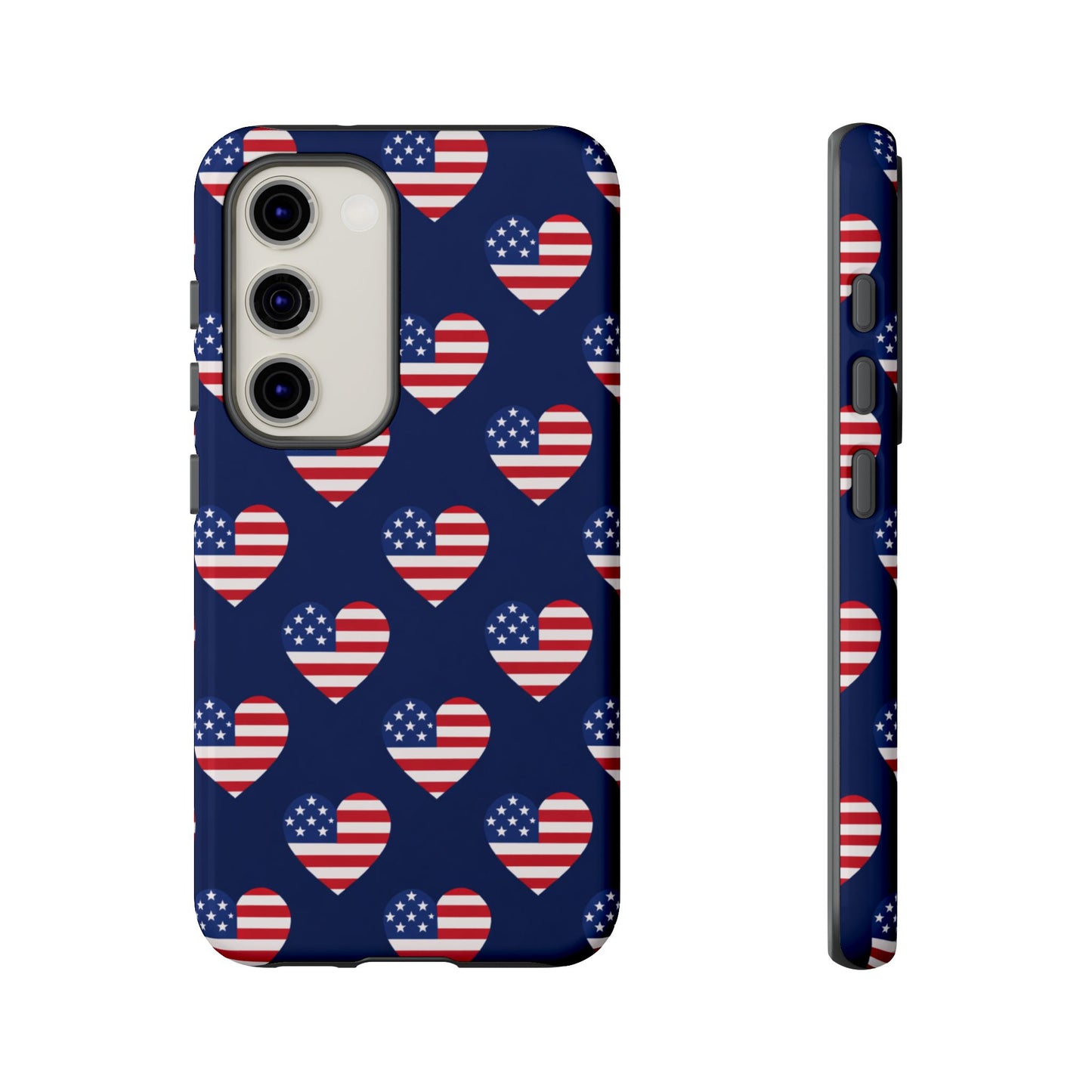 Patriotic American Flag Heart Phone Case – Tough Shockproof, USA Stars & Stripes for Iphone, Samsung Galaxy and Pixel