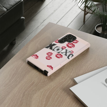 XOXO Kiss Print Phone Case | Coquette Valentine Aesthetic | Cute Pink Lipstick Kiss Tough Case for iPhone & Samsung
