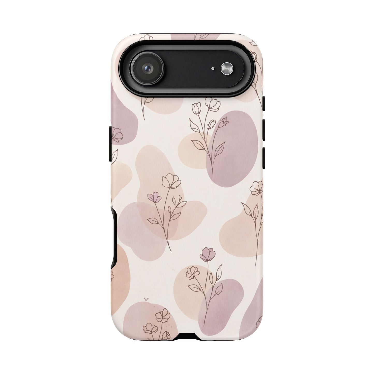 Blush Floral Phone Case Neutral Botanical Watercolor Tough Cover