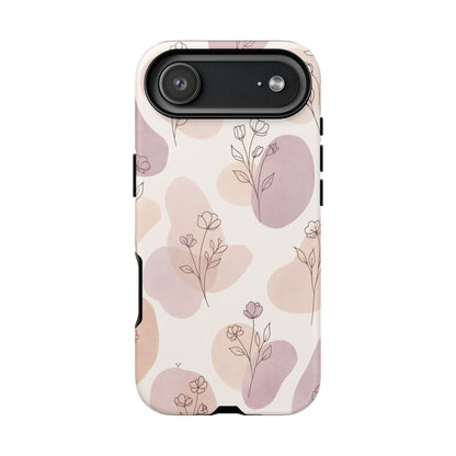 Blush Floral Phone Case Neutral Botanical Watercolor Tough Cover