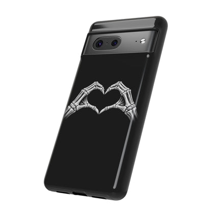 Skeleton Hands Heart Phone Case | Gothic Black Protective Cover