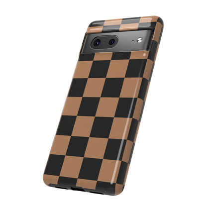 Brown Checkerboard Phone Case | Aesthetic Tough Protective Case