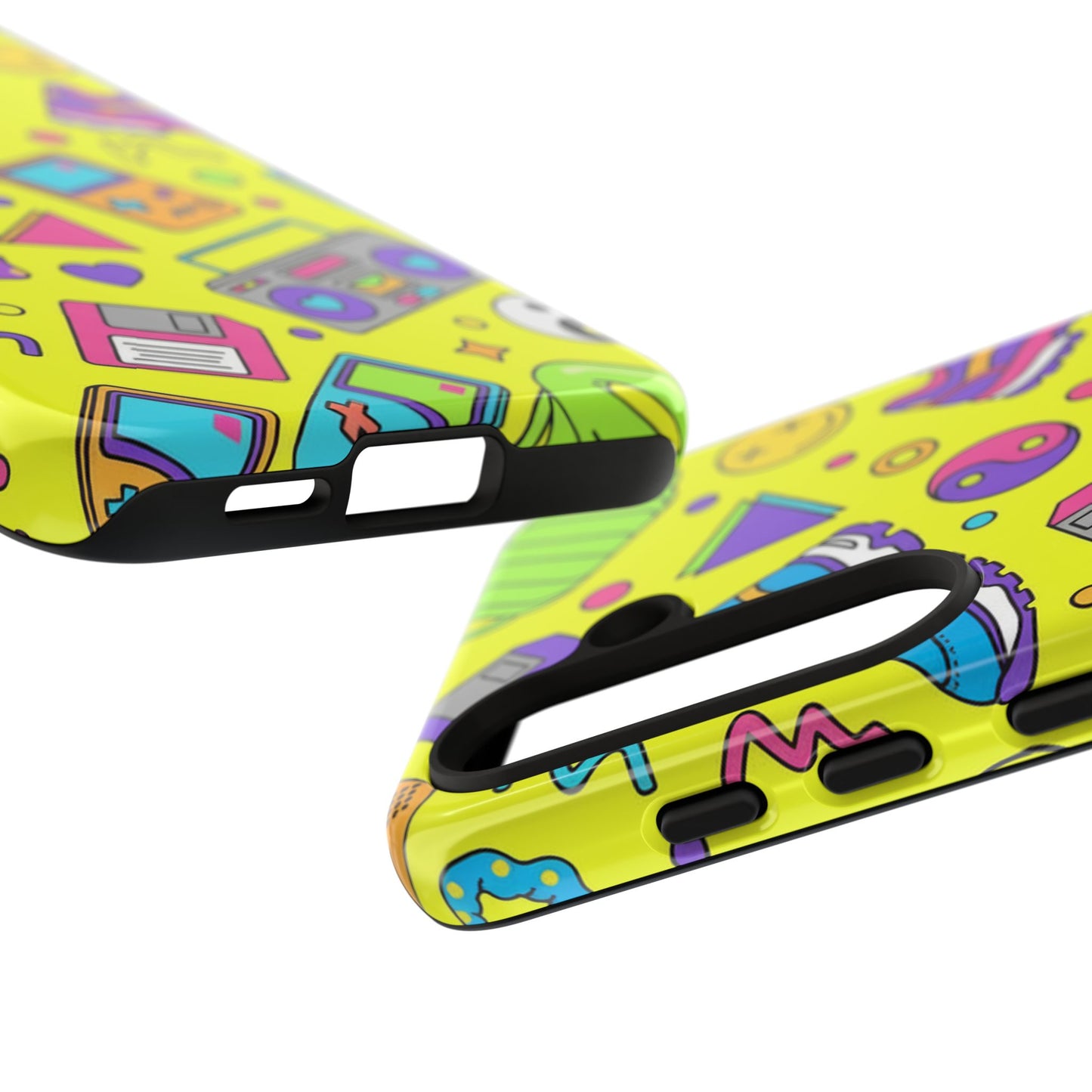 90s Retro Neon Phone Case – Y2K Nostalgia Colorful Icons Tough Protective Case