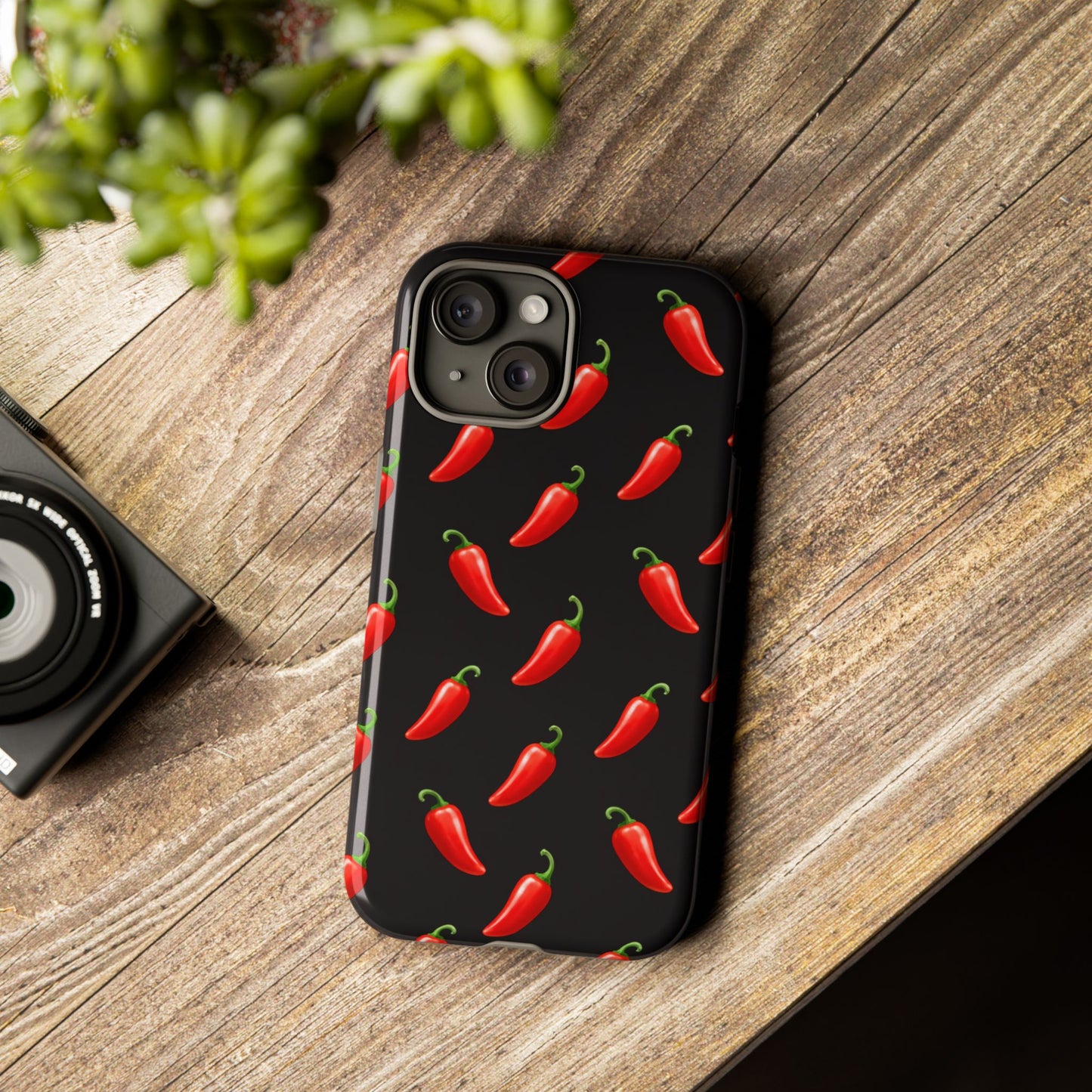 Spicy Chili Pepper Phone Case – Black Cute Hot Pepper Tough Cover for Iphone, Samsung Galaxy and Pixel