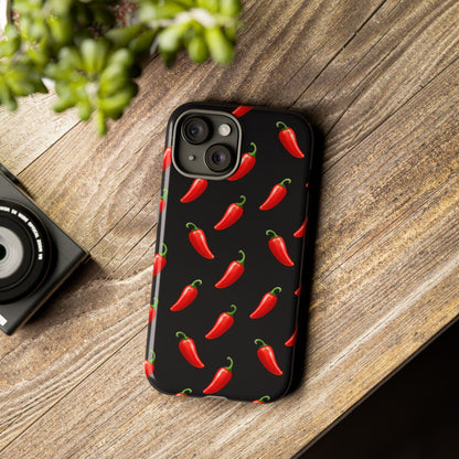Spicy Chili Pepper Phone Case – Black Cute Hot Pepper Tough Cover for Iphone, Samsung Galaxy and Pixel