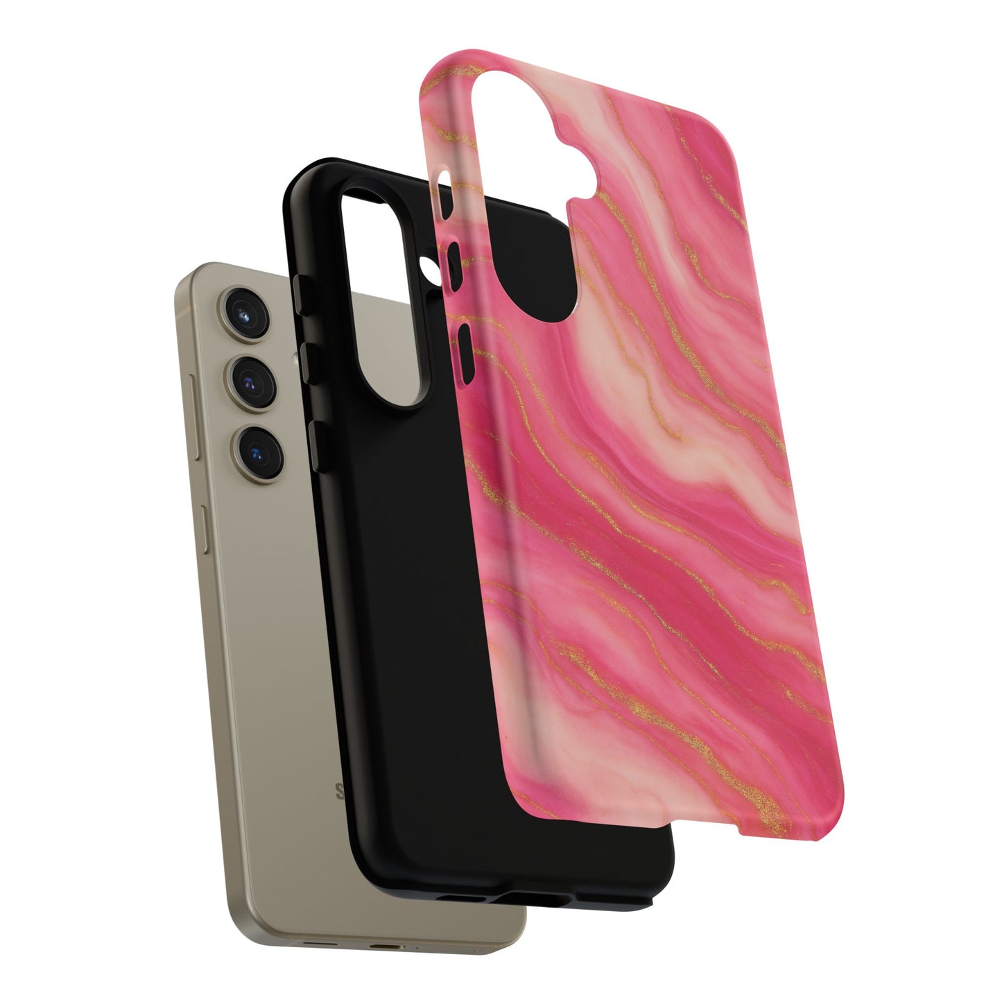 Pink Marble Phone Case | Rose Gold Swirl Aesthetic Tough Protective Case