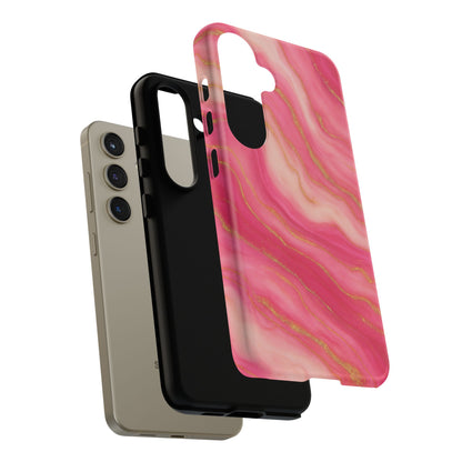 Pink Marble Phone Case | Rose Gold Swirl Aesthetic Tough Protective Case