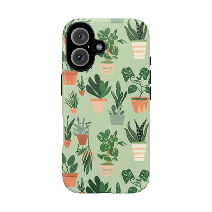 Plant Lover Phone Case | Cute Potted Plants Pattern | Botanical Aesthetic Tough Case