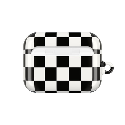 Checkerboard AirPod Case – Black & White Retro Pattern