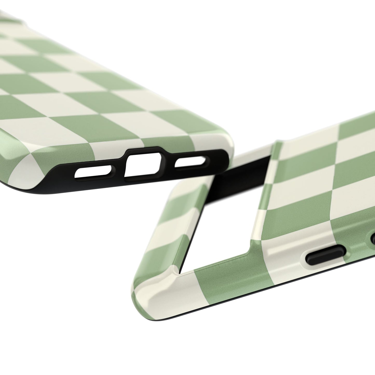 Sage Green Checkerboard Phone Case | Minimal Aesthetic Checkered iPhone & Samsung Tough Case