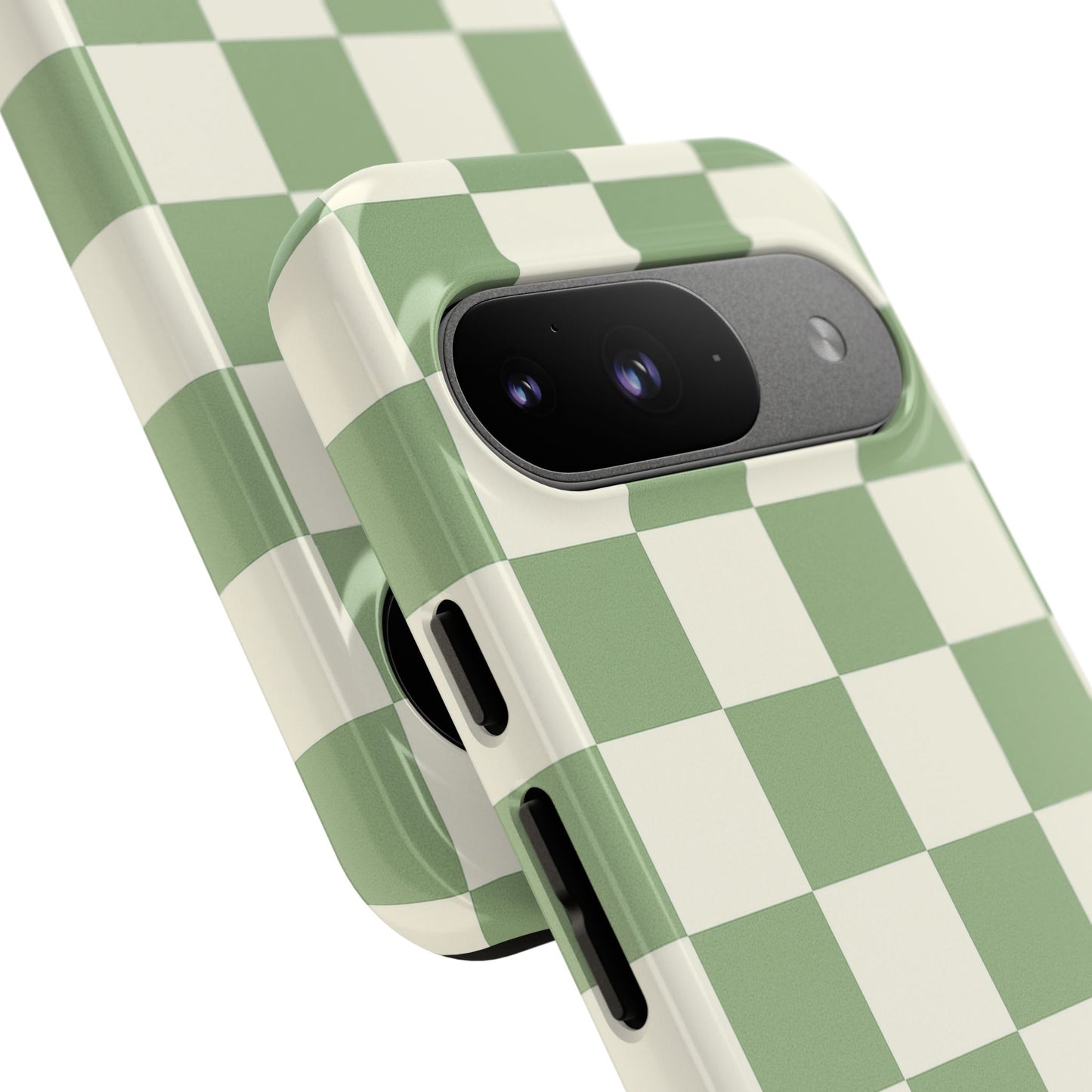 Sage Green Checkerboard Phone Case | Minimal Aesthetic Tough Case