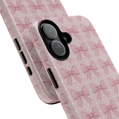 Pink Bow Pattern Phone Case – Soft Coquette Aesthetic Tough Case