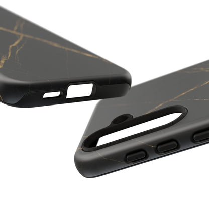 Black Marble Phone Case with Gold Veins – Luxury Minimal Aesthetic Tough Case