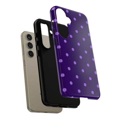 Purple Polka Dot Tough Phone Case – Cute Stylish Durable Protective Cover for Iphone, Samsung Galaxy and Pixel