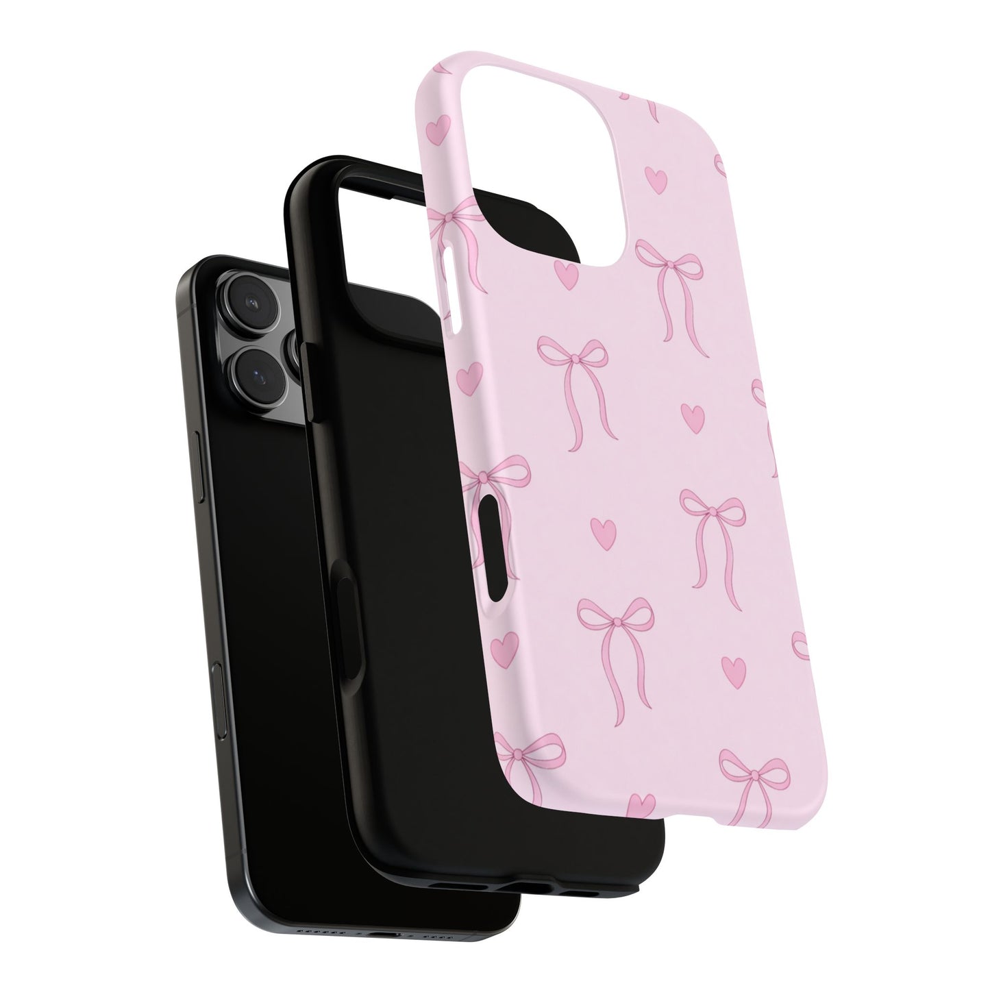 Pink Bow Heart Aesthetic Phone Case – Coquette Cute Tough Cover