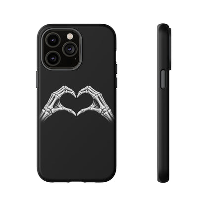 Skeleton Hands Heart Phone Case | Gothic Black Protective Cover