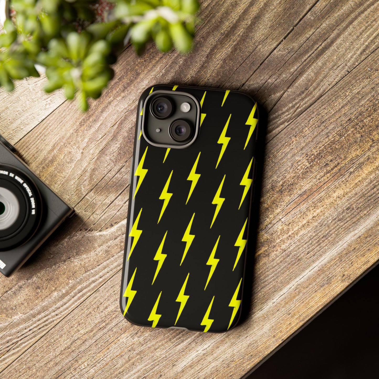 Yellow Lightning Bolt Tough Phone Case | Bold Electric Pattern Case for Iphone, Samsung Galaxy and Pixel
