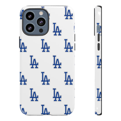 Blue LA Monogram Pattern Phone Case | Minimal Baseball Inspired Tough Cover