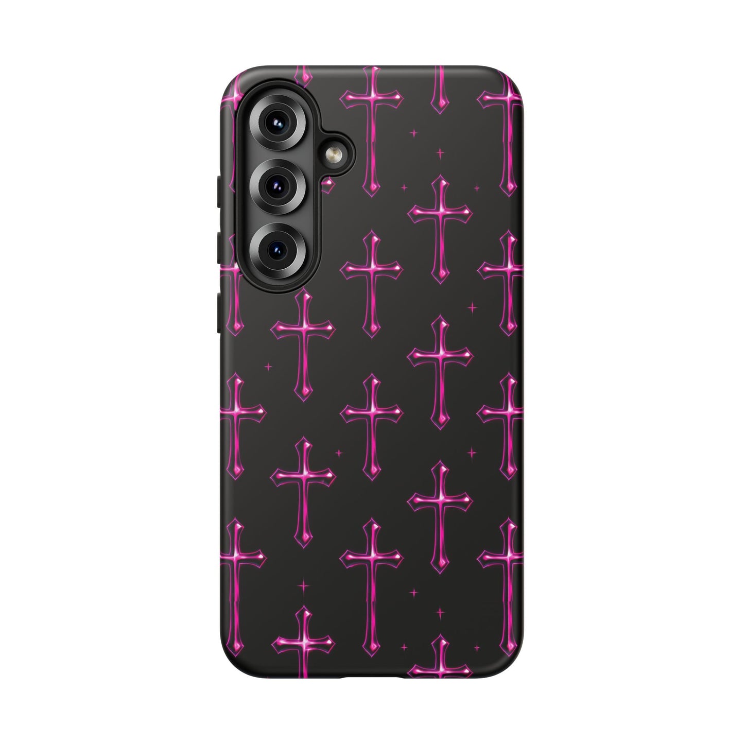 Neon Pink Cross Pattern Phone Case | Tough Protective Case for Iphone, Samsung Galaxy and Pixel