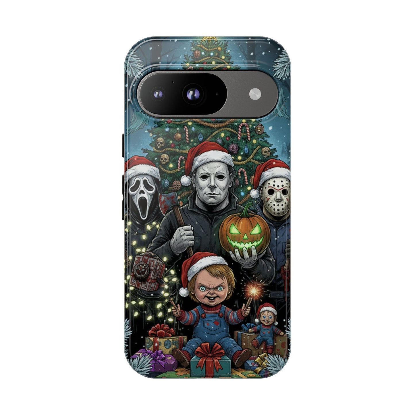 Christmas Horror Phone Case – Festive Slasher Collage Tough Case (iPhone, Samsung, Pixel)