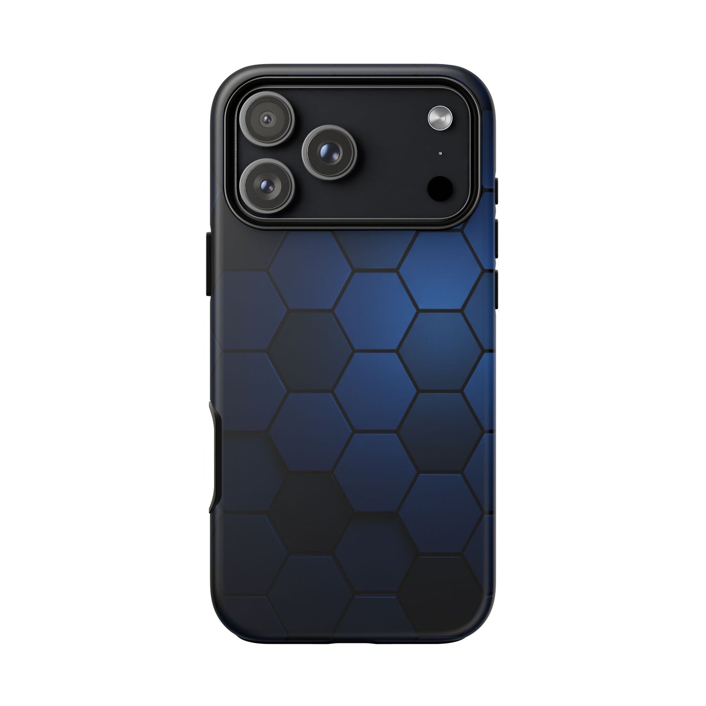 Blue Hexagon Gradient Phone Case | Honeycomb Geometric Tech Aesthetic | Minimalist Tough Case for iPhone & Samsung
