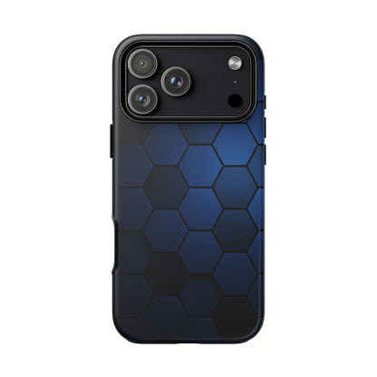 Blue Hexagon Gradient Phone Case | Honeycomb Geometric Tech Aesthetic | Minimalist Tough Case for iPhone & Samsung