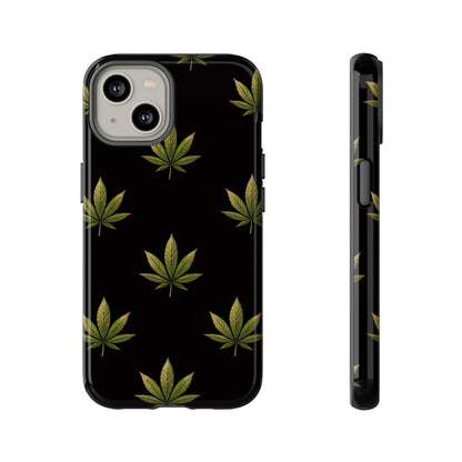 Cannabis Leaf Phone Case Green Weed Leaf Pattern Tough Protective Cover
