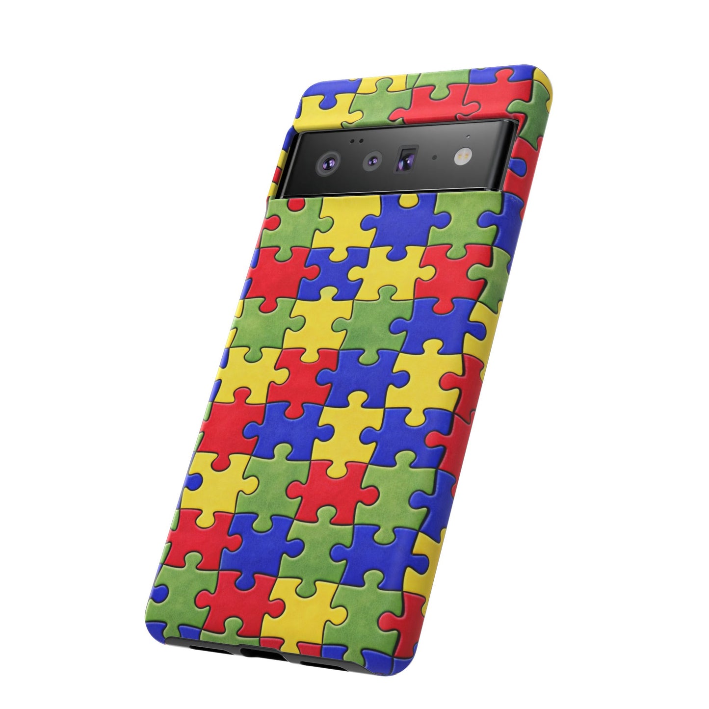 Colorful Puzzle Phone Case, Autism Awareness Jigsaw Design, Tough Protective Case, iPhone & Samsung Case, Vibrant Puzzle Pattern