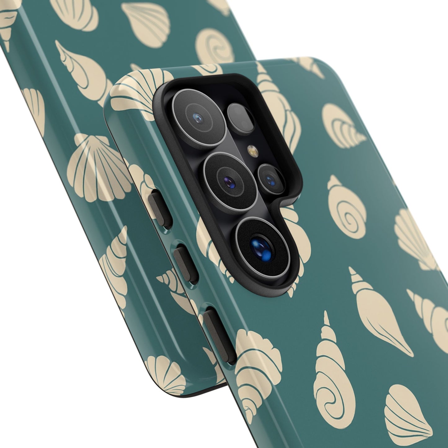Seashell Pattern Phone Case | Teal Coastal Shells Tough Case for Iphone, Samsung Galaxy and Pixel