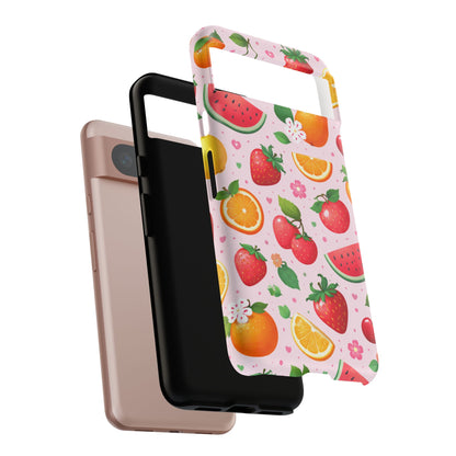 Fruit Phone Case – Tough Shockproof, Strawberry Cherry Citrus Summer Design for Iphone, Samsung Galaxy and Pixel