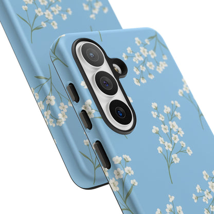 Baby’s Breath Floral Phone Case – Blue Minimal Flower Aesthetic Tough Case
