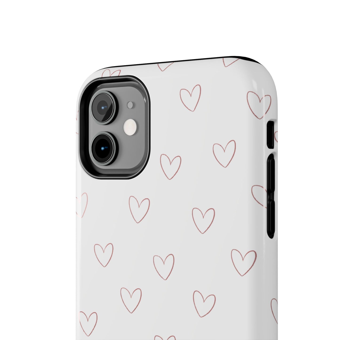 Hand-Drawn Hearts Tough Phone Case | Minimal Pink Heart Pattern