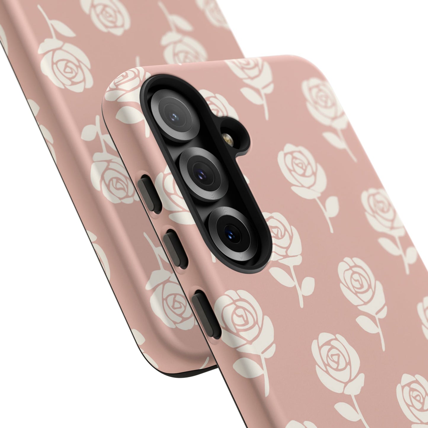 White Rose Pattern Tough Phone Case | Elegant Floral Aesthetic Case for Iphone, Samsung Galaxy and Pixel