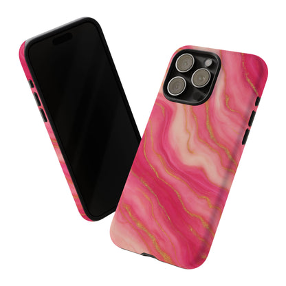 Pink Marble Phone Case | Rose Gold Swirl Aesthetic Tough Protective Case