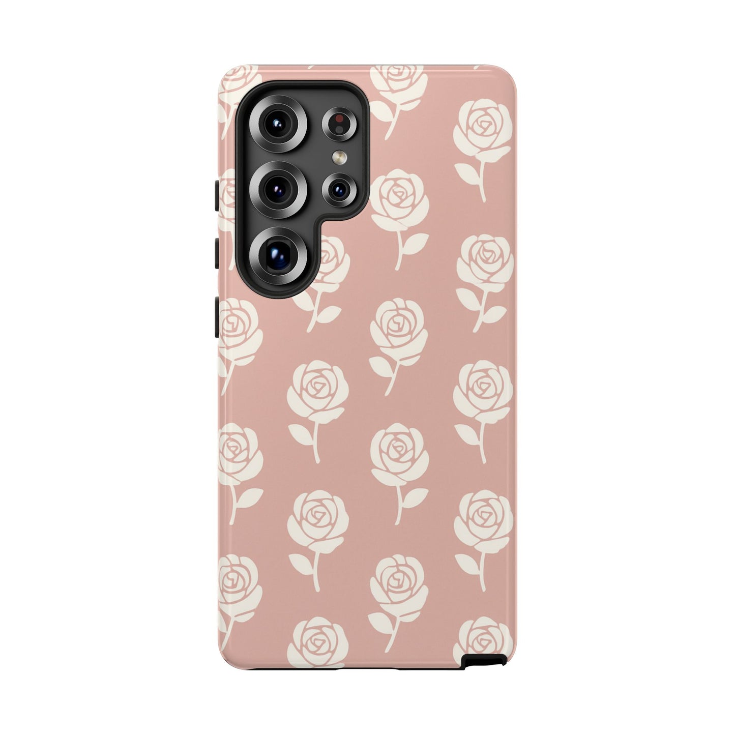 White Rose Pattern Tough Phone Case | Elegant Floral Aesthetic Case for Iphone, Samsung Galaxy and Pixel