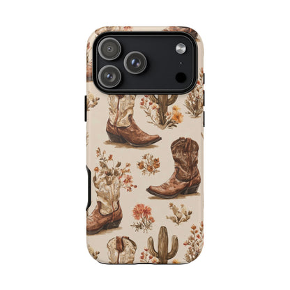 Cowboy Boots Western Phone Case Rustic Cowgirl Cactus Floral iPhone Samsung Pixel