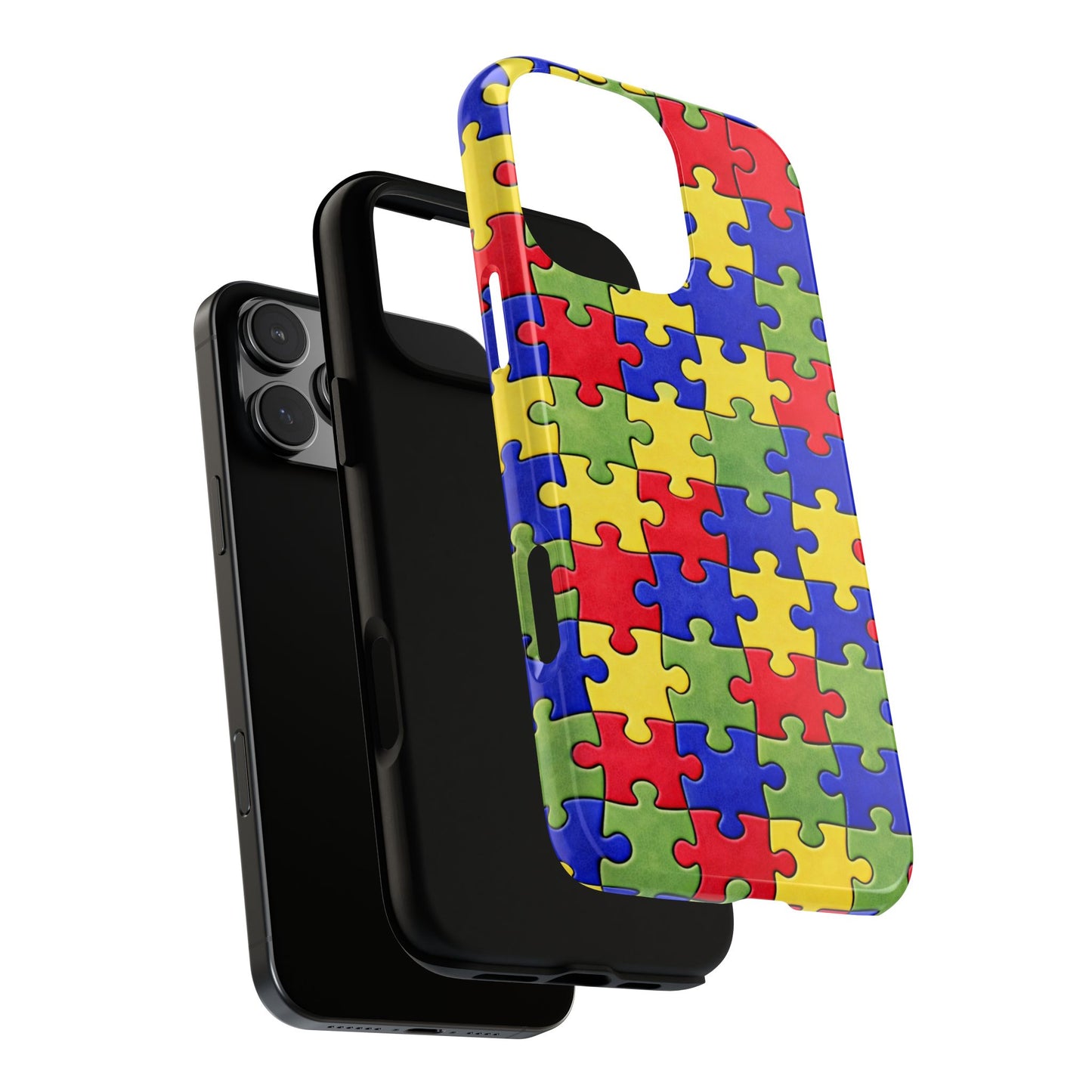 Colorful Puzzle Phone Case, Autism Awareness Jigsaw Design, Tough Protective Case, iPhone & Samsung Case, Vibrant Puzzle Pattern