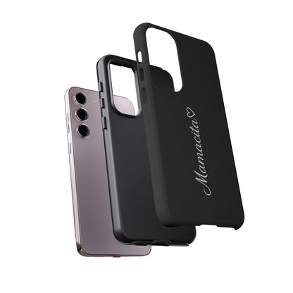 Mamacita Script Phone Case | Minimal Black Tough Case | Sleek Aesthetic Cover