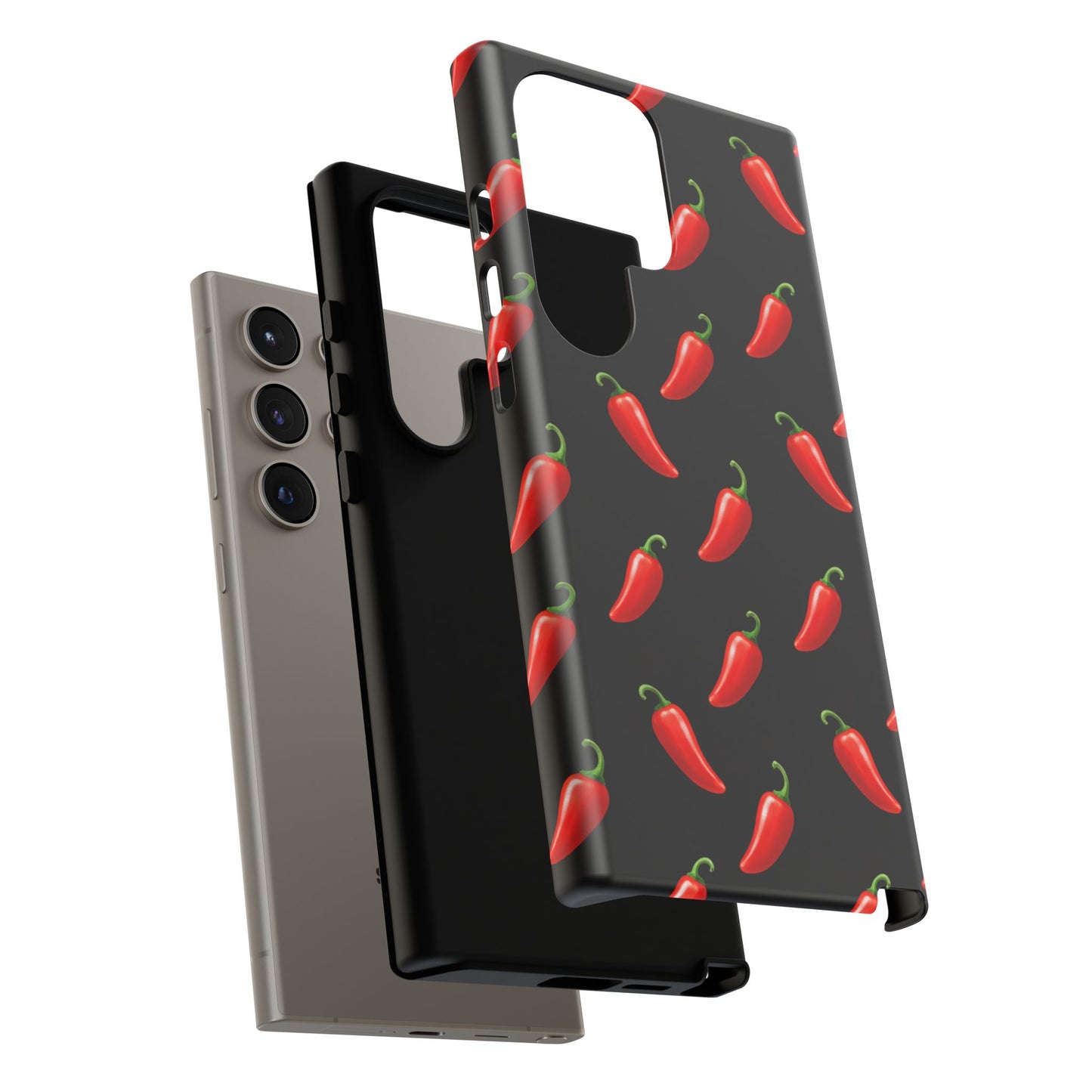 Spicy Chili Pepper Phone Case – Black Cute Hot Pepper Tough Cover for Iphone, Samsung Galaxy and Pixel