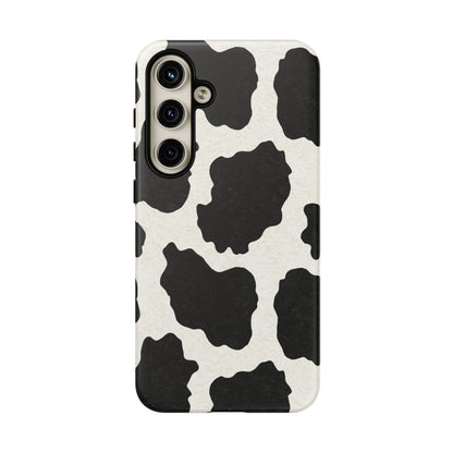 Black & White Cow Print Phone Case | Western Aesthetic iPhone & Samsung Tough Case