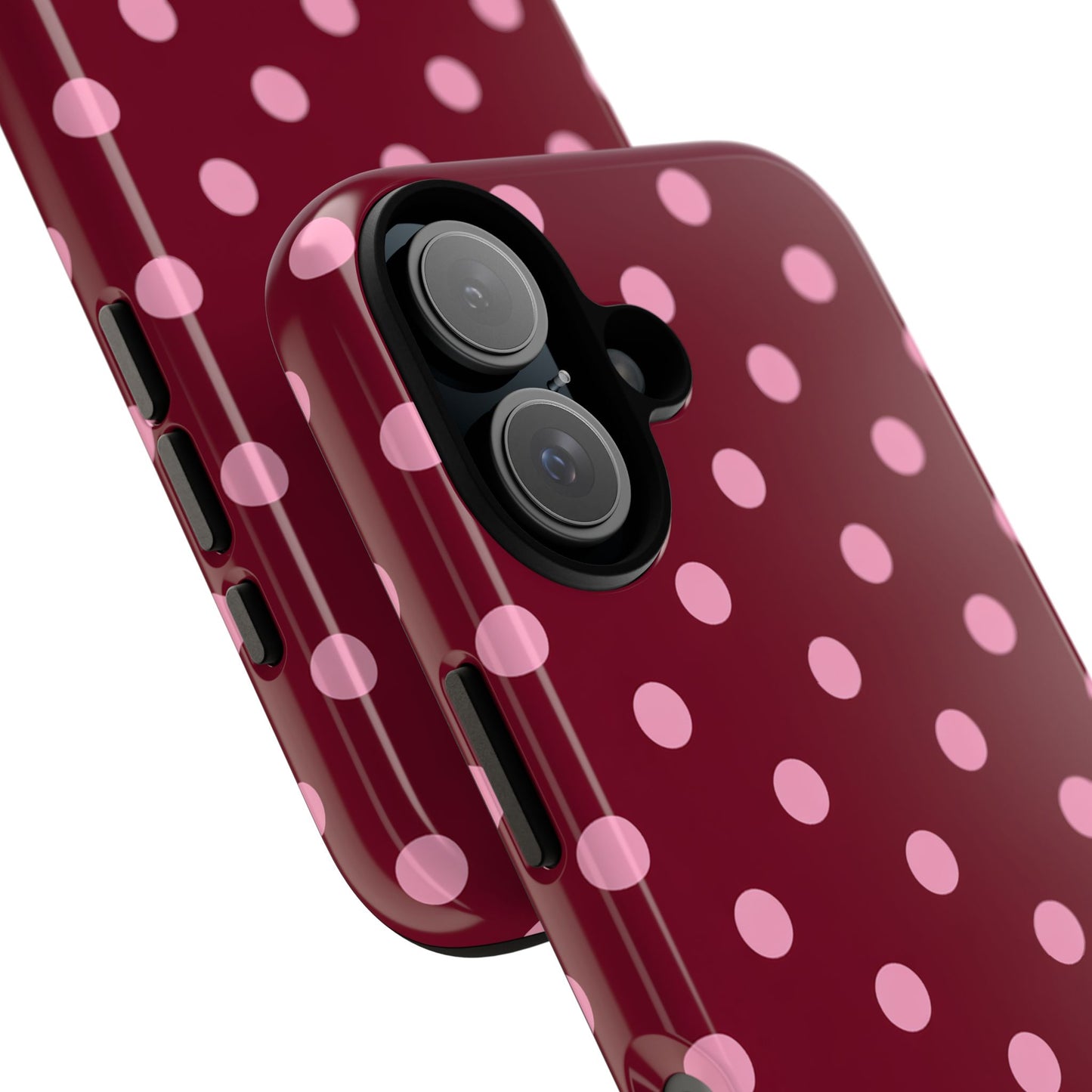 Pink Polka Dot Phone Case – Cute Aesthetic Tough Protective Phone Cover for Iphone, Samsung Galaxy and Pixel