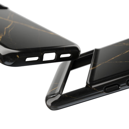 Black Marble Phone Case with Gold Veins | Minimal Luxury Tough Case