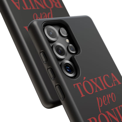 Toxica Pero Bonita Phone Case, Latina Quote Case, Red Lips Aesthetic, Spanish Saying Case, Trendy Tough Cover